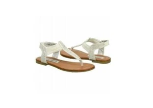 NEW Girl's Steve Madden "J-Tittan" - size 13 White thong sandals w/shiny gems - Picture 1 of 1