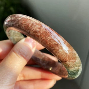 60.8mm Natural Red Copper Green Rutilated Quartz Crystal Bangle AAAA - Picture 1 of 10