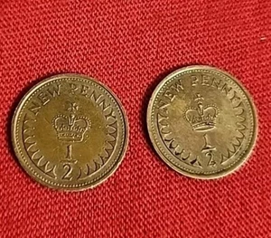  Vintage  2 X 1/2 New Penny 1971,1975 Coin from United Kingdom Free Shipping. Mk - Picture 1 of 5