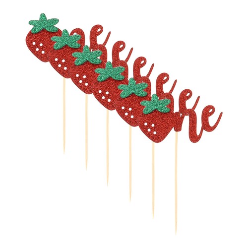 12 Pcs First Birthday Strawberry Cake Toppers Cupcake Picks eBay