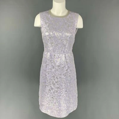 MARC JACOBS Talla 6 Lavanda & Plata Acetato Mezcla Jacquard Vestido Recto - Imagen 1 de 4
