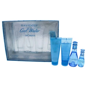 Cool Water by Davidoff for Women - 4 Pc Gift Set 1.7oz EDT Spray, 2.5oz Gentl... - Picture 1 of 1