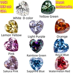 5x5~10x10 D Green Heart Loose Moissanite Stone VVS1 GRA Certificate For Jewelry - Picture 1 of 45