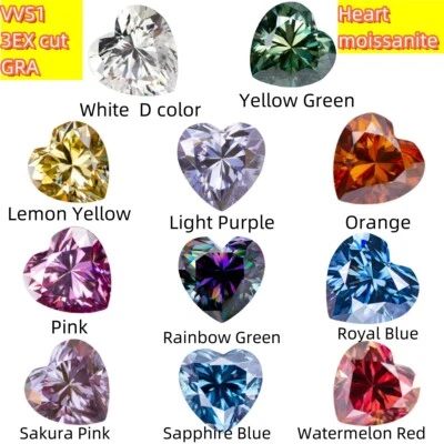 5x5~10x10 D Green Heart Loose Moissanite Stone VVS1 GRA Certificate For Jewelry - Image 1 of 4