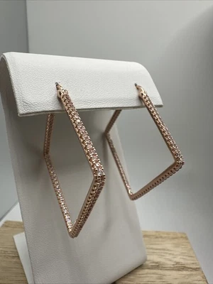 "Pendientes Diamonique X Lisa Freede 2"" Kim aro cuadrado oro rosa diamantes simulados" Foto 1 de 4