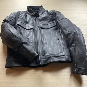 First Gear Leather Motorcycle Jacket Armor Padded Biker Vintage Men’s XL Heavy - Picture 1 of 18