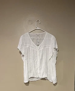 Blusa para mujer Maurice's blanca rayón murciélago islote talla XL ligera - Imagen 1 de 8