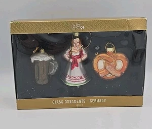 New in Box World Market Germany Set of 3 Glass Ornaments Christmas - Picture 1 of 11