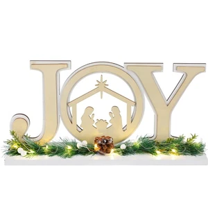 Belén de Navidad Yousoontic con decoración de mesa de alegría de granja de madera... - Imagen 1 de 7