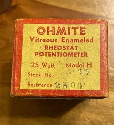 NOS Ohmite 2500 Ом Model H 25 Ватт фарфоровый реостат No0160 - Изображение 1 из 4