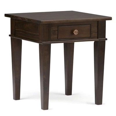 Simpli Home Carlton Wood 18" Square Transitional End Side Table in Brown - Image 1 of 4