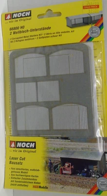   NOCH #66800 HO 2 CORRUGATED METAL SHELTER KITS LASER CUT NEW IN PACKAGE - Image 1 of 2