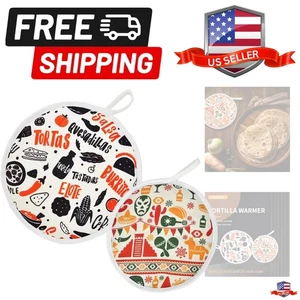 Paquete de 2 bolsas para calentador de tortillas de 10 y 12 pulgadas aisladas para microondas Roti Warme... - Imagen 1 de 8