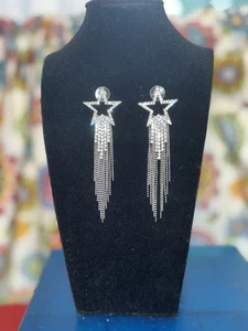 Women’s Tassel Stud Star Dangle Earrings Boho Waterfall Fringe Drop Earrings - Picture 1 of 6