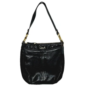Coach Ashley Black Genuine Leather Snake Trim F20114 Handcrafted Shoulder Bag - Picture 1 of 12