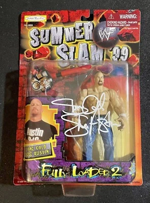 Figura de acción firmada Stone Cold Steve Austin WWF Summer Slam 99 certificado de autenticidad WWE rara Foto 1 de 4
