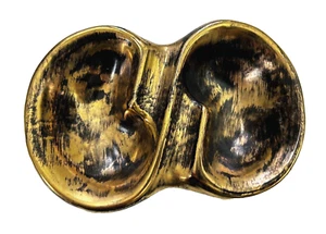 1954 Stangl Black 22K Gold Hand Painted Pottery Ashtray 8.5x7x1.75 50s Vintage - Picture 1 of 10