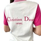Christian Dior Sport Vintage Big Logo Polo Top M Cotone Rosa Bianco Ranka