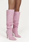 Meshki “jenner” Pink Diamanté Knee High Boots Size 39