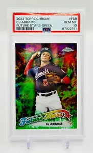 2023 Topps Chrome Baseball #FS-8 CJ ABRAMS Future Stars GREEN /99 PSA 10 - Picture 1 of 3