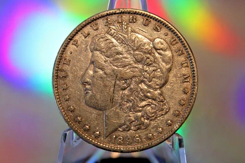 1896 $1 MORGAN SILVER DOLLAR (WISCASSET MAINE ESTATE FIND) GRAFFITI~LOWER BALL~+ Cover