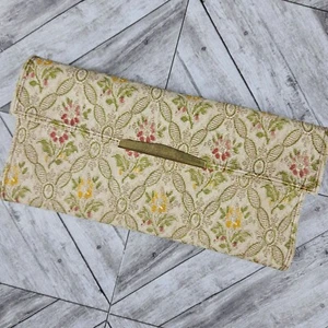 VINTAGE WALLET POCKETBOOK Vinyl 60s 70s Tapestry Style Print PRETTY Checkbook - Picture 1 of 11