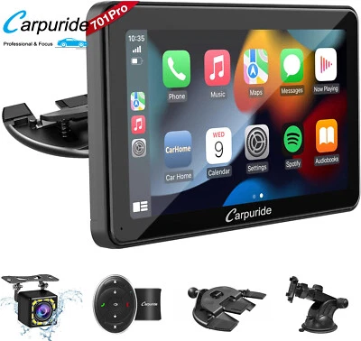 Carpuride Wireless Carplay Android Auto Mirror Link Dual Bluetooth W/Backup Cam  - Image 1 of 4