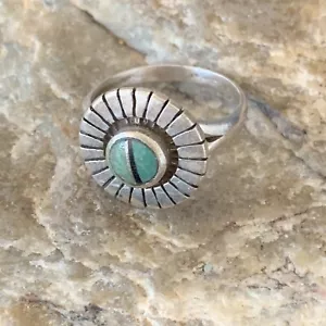 Womens Green Turquoise Navajo Inlay Ring Size 6.5 11205 - Picture 1 of 12