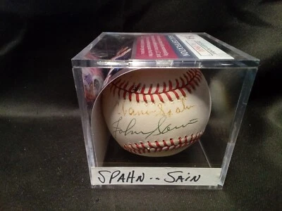 Warren Spahn Johnny Sain Autographed Signed Baseball JSA BRAVES BB # - Image 1 of 3