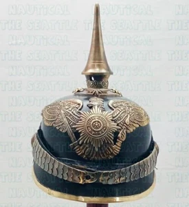 Imperial Militaria German Leather Pickelhaube Helmet with Brass Antique Fittings - Picture 1 of 6