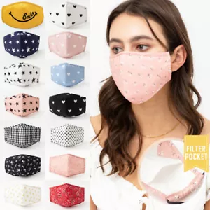 Máscara facial de moda de algodón reutilizable de calidad para adultos filtro bolsillo nariz alambre bonito - Imagen 1 de 169