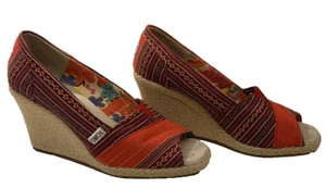 Toms Multi Color Slip On Open Toe Wedge Shoes Women’s 7 Aztec - Picture 1 of 9