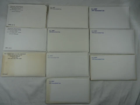 1970-1979 Lot of 10 US Mint P & D Sets Decade 118 Coins Original Mint Envelopes Cover