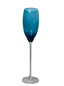 1960s Retro Empoli Italian Glass Footed Vase in Teal Blue 19.5" tall Vintage - Picture 1 of 4