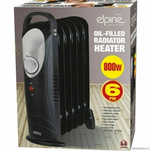 Ölgefüllter Heizkörper 6 Flossen 800 W Mini tragbare elektrische Heizung Thermostat schwarz - Bild 1 von 1