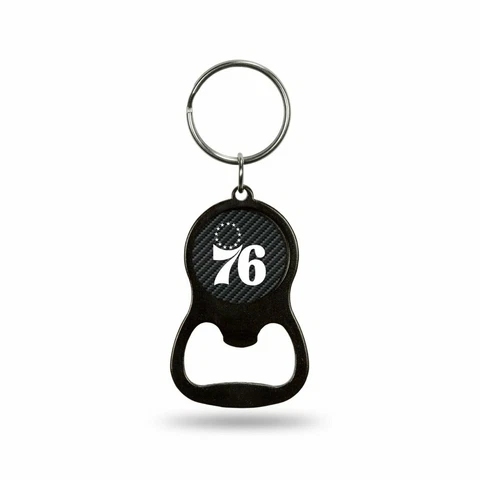 Philadelphia 76ers Bottle Opener Keychain Carbon Fiber Design Metal Basketball Cover