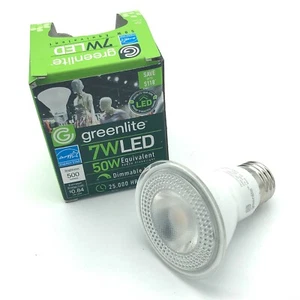 Greenlite 48137 7W LED PAR20 E26 3000K Bright White FL40 Degree Flood Dimmable - Picture 1 of 7