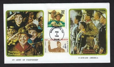 1998 Boy Scouts Celebrate Century # 3183j FDC Rockwell H&M numbered 5/10 - Image 1 of 2