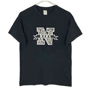 Nana T-Shirt Womens M Black Short Sleeve Grandma Floral Monogram N - Picture 1 of 10