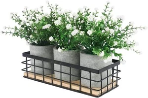3 Potted Artificial Plants White Flowers Home Decor Indoor Table Centerpiece - Picture 1 of 6