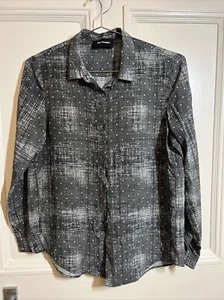 The Kooples Womens Size A Black Fuzzy Star Print Long Sleeve Silk Blouse (40bx) - Picture 1 of 7