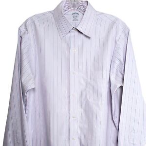 Brooks Brothers Shirt Mens 15 33 Purple Blue Striped Non Iron Long Sleeve