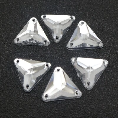 100 Clear Flatback Acrylic Triangle Rhinestone Button 16mm Sew on beads - image 1 of 4