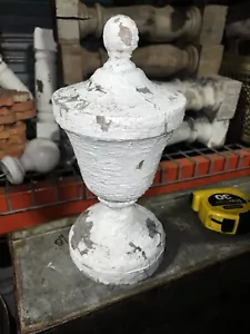 classic vintage Urn style Newel post finial cap 5 5/8” dia x 12” h crusty white - Picture 1 of 11