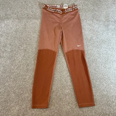 Nike Pro Leggings Women's XS Orange Mesh Panel Athletic Training Pants - Image 1 of 4