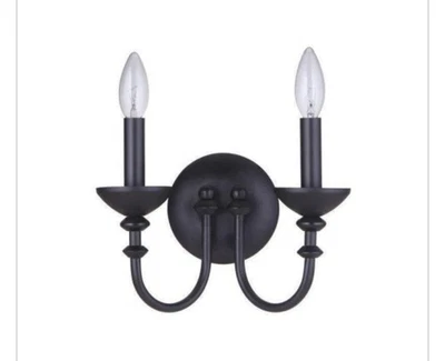 Aplique de pared Craftmade Lighting 53762-FB Marlowe 2 luces plano negro Foto 1 de 2