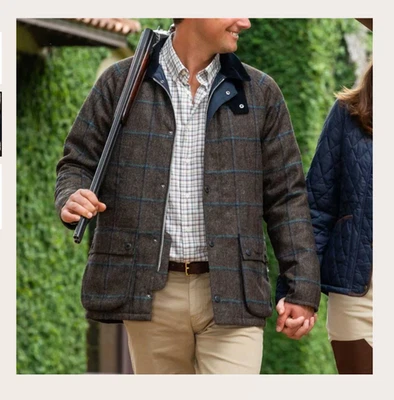 Barbour Bedale Check Wool Jacket Brown Charcoal MSRP$790 British Luxury Heritage - Image 1 of 4