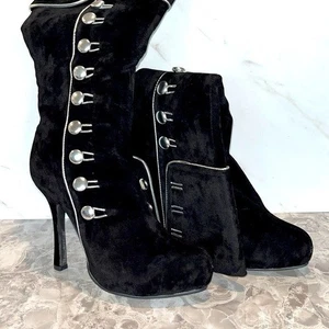 NUEVAS Botas Ellie Elda Plata Botón Tacón Hasta la Rodilla Talla 7.     F - Imagen 1 de 4