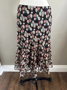 Vintage Y2K Lauren Ralph Lauren Size M Skirt 100% Silk Floral Boho Cottage Core - Picture 1 of 8