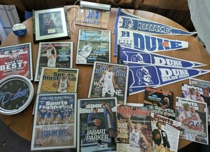 Duke Blue Devils Lot Basketball Neon Clock Pennets Pictures Memorabilia Signed - Picture 1 of 23